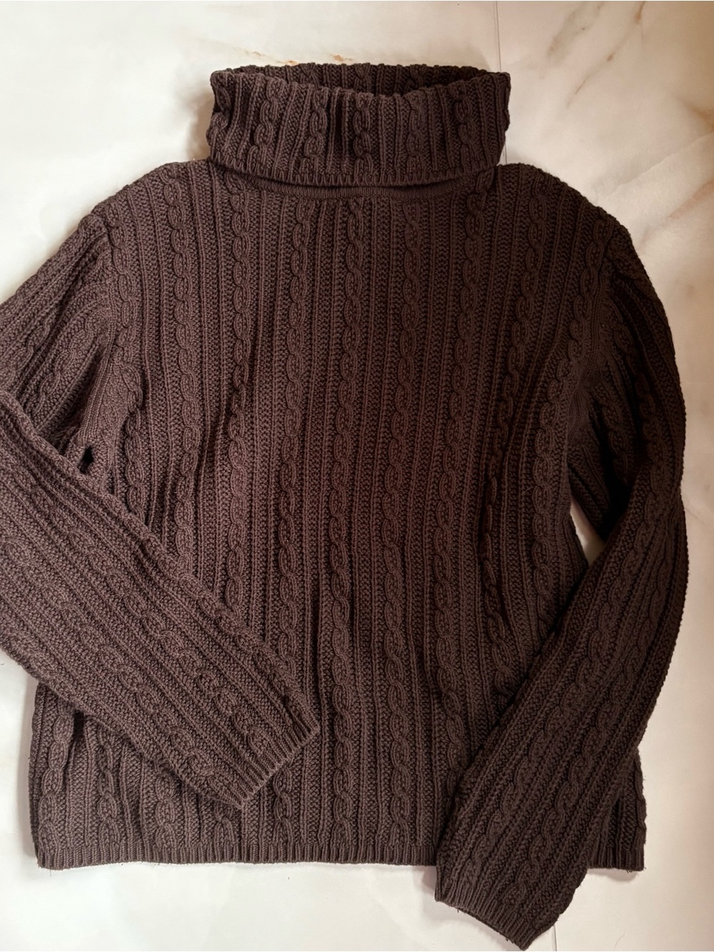 Talbots Cable-Knit Turtleneck Sweater - Brown
